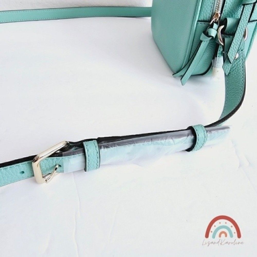 New! Kate Spade Pyper Mulberry Street Leather Aqua Bloom Camera Crossbody Bag - Picture 10 of 16
